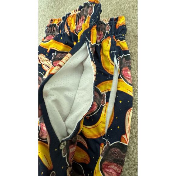 Lacrosse Unlimited Men’s Shorts Large Monkey Banana Print Elastic Waist USA - Picture 11 of 11